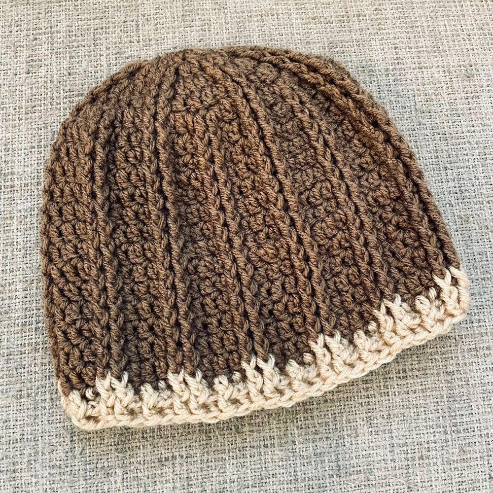 Brown Knit Crochet Winter Beanie Hat
